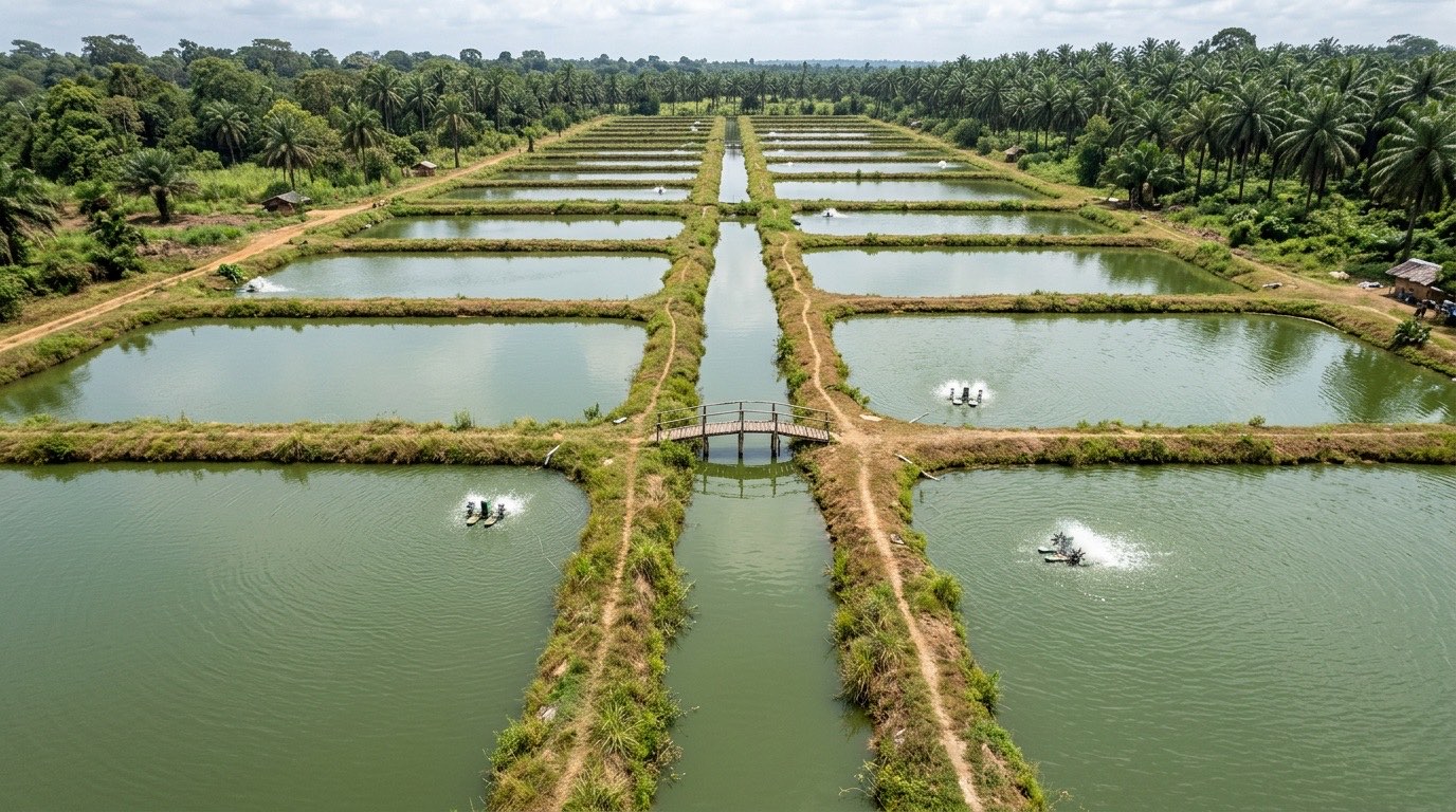Earthen fish ponds